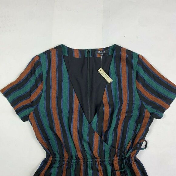 Madewell Jumpsuit Womens 6 Striped Short Sleeve Wrap V Neck NEW K7121 - Picture 5 of 6